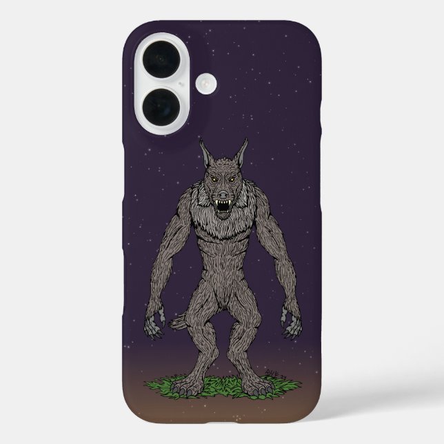 Funda iPhone 16 Dogman Cryptid o Werewolf (Reverso )