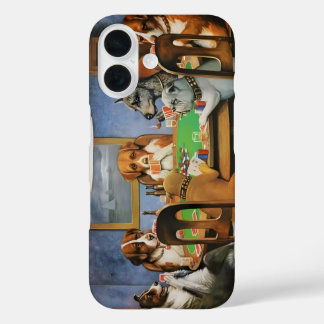 Funda iPhone 16 Dogs Playing Poker by Cassius Marcellus Coolidge's