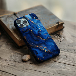 Funda iPhone 16 Dominio Azur – Mármol de Lujo Azul y Dorado