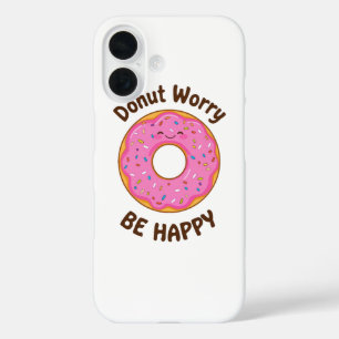Funda iPhone 16 Donut rosado lindo con salpicaduras