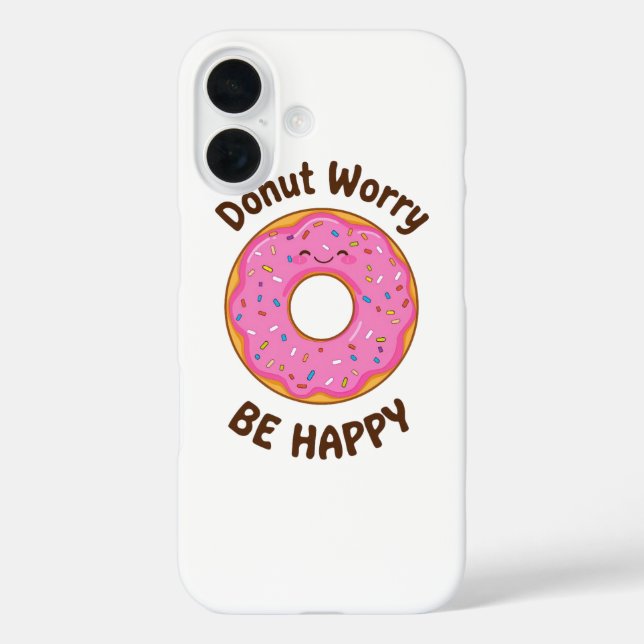 Funda iPhone 16 Donut rosado lindo con salpicaduras (Reverso )
