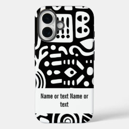 Funda iPhone 16 Doodles en blanco y negro