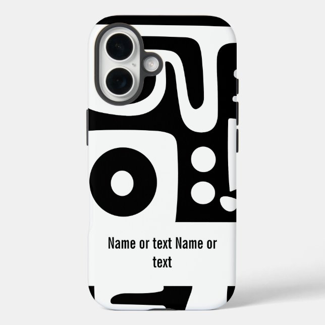 Funda iPhone 16 Doodles en blanco y negro (Reverso )