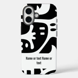 Funda iPhone 16 Doodles en blanco y negro