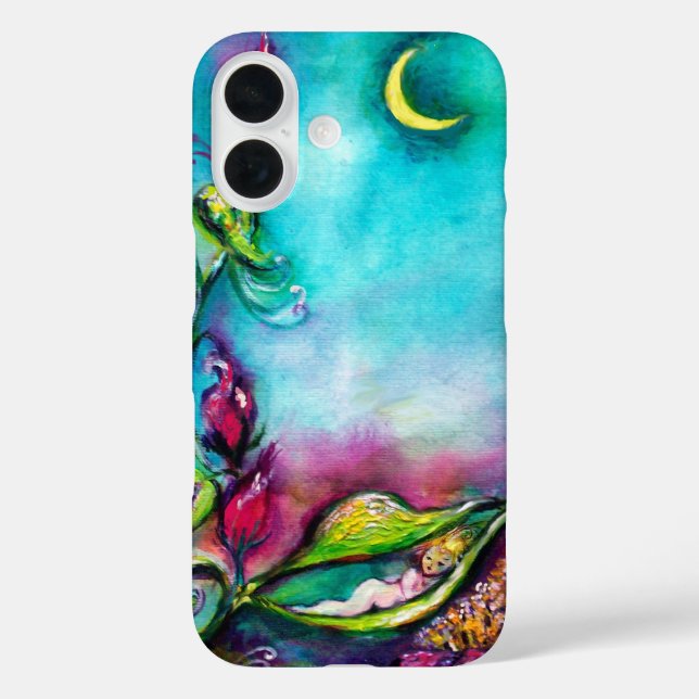 FUNDA iPhone 16 DORMIR DE THUMBELINA ENTRE HOJAS ROSAS (Reverso )