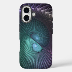 Funda iPhone 16 Dos espirales colorido arte fractal abstracto mode