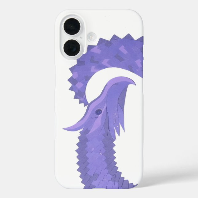 Funda iPhone 16 Dragón cardiaco perwinkle en blanco (Reverso )