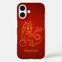 Dragón chino joven en rojo