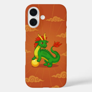 Funda iPhone 16 Dragón Chino Rojo sobre Rojo