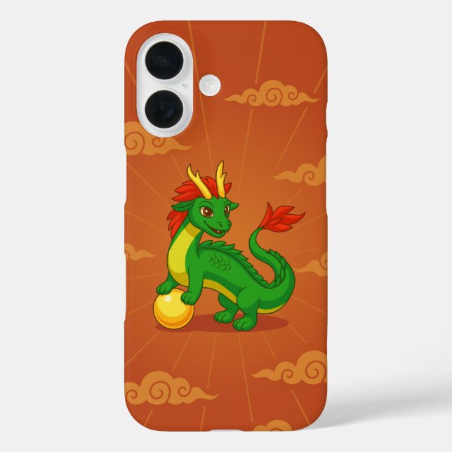 Funda iPhone 16 Dragón Chino Rojo sobre Rojo (Reverso )