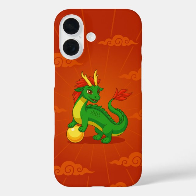 Funda iPhone 16 Dragón chino rojo sobre rojo (Reverso )