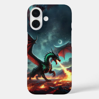 Funda iPhone 16 Dragón con diseño de fuego