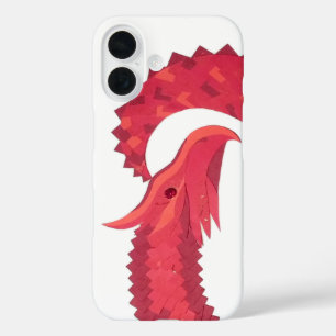 Funda iPhone 16 Dragón de corazón rojo sobre blanco