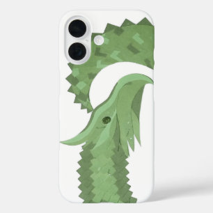 Funda iPhone 16 Dragón de corazón verde oliva sobre blanco