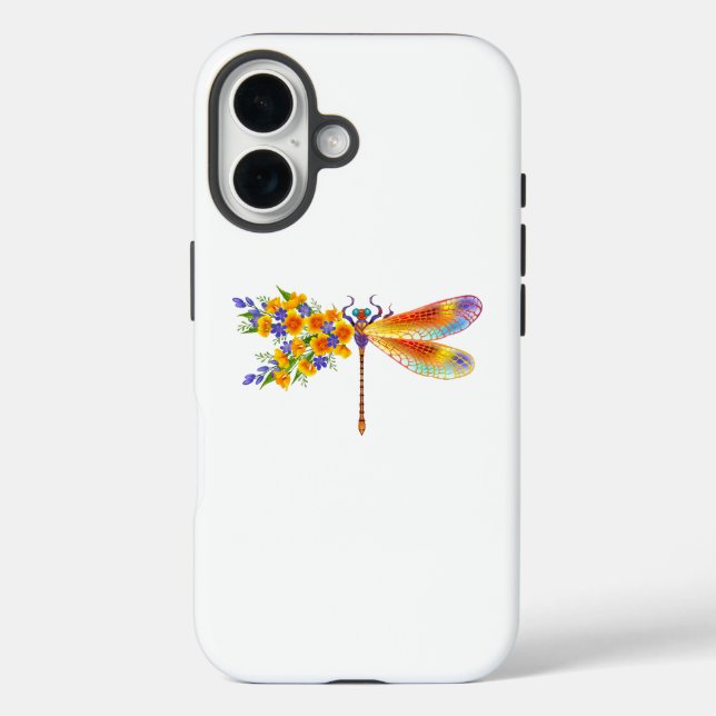 Funda iPhone 16 Dragón de flores amarillas (Reverso )
