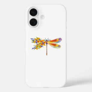Funda iPhone 16 Dragón de flores amarillas
