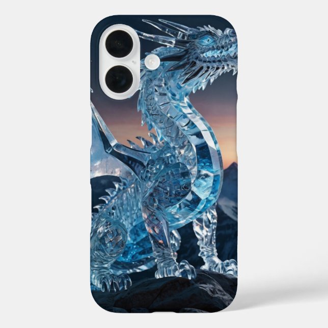 Funda iPhone 16 Dragón de hielo de cristal (Reverso )