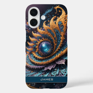 Funda iPhone 16 Dragon Eye Moderno Abstracto Nombre fractal geomét