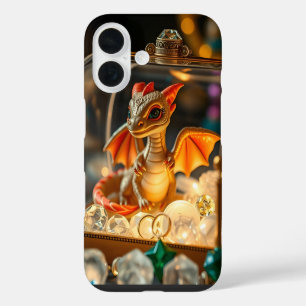 Funda iPhone 16 Dragón lindo en una caja de joyas