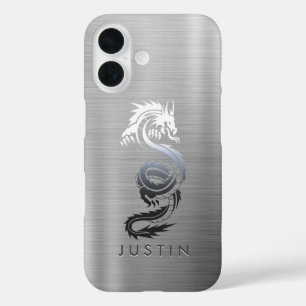 Funda iPhone 16 Dragón metálico cepillado