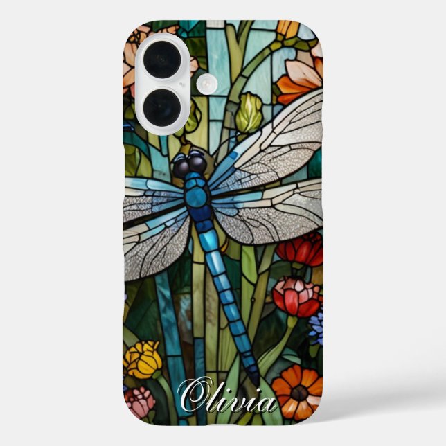 Funda iPhone 16 Dragonfly art boho floral botanico (Reverso )
