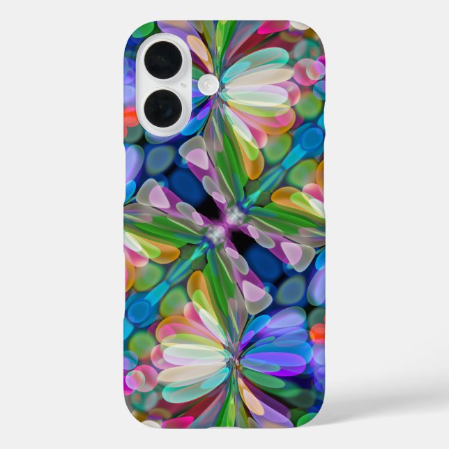 Funda iPhone 16 Dragonfly Wildflower Garden Abstract Floral (Reverso )