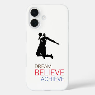 Funda iPhone 16 Dream Believe Achieve Basketball