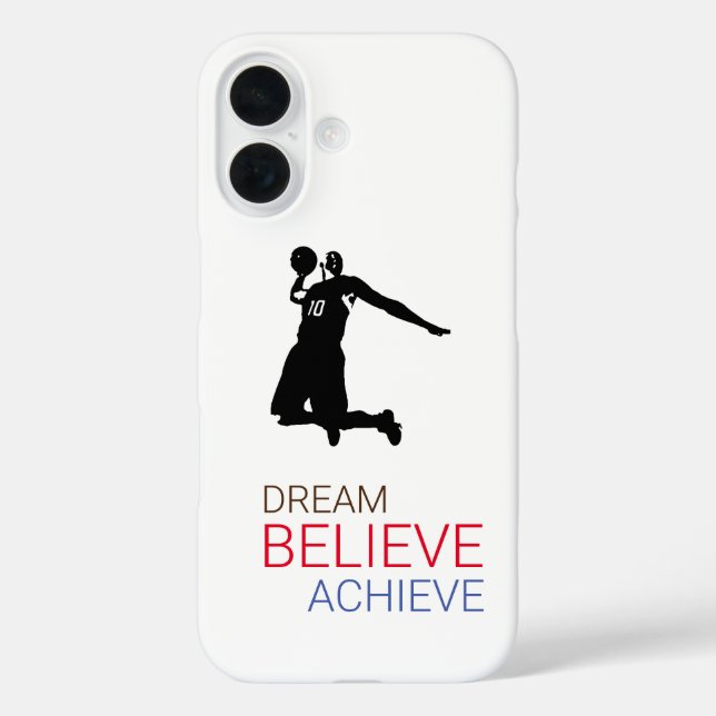 Funda iPhone 16 Dream Believe Achieve Basketball (Reverso )