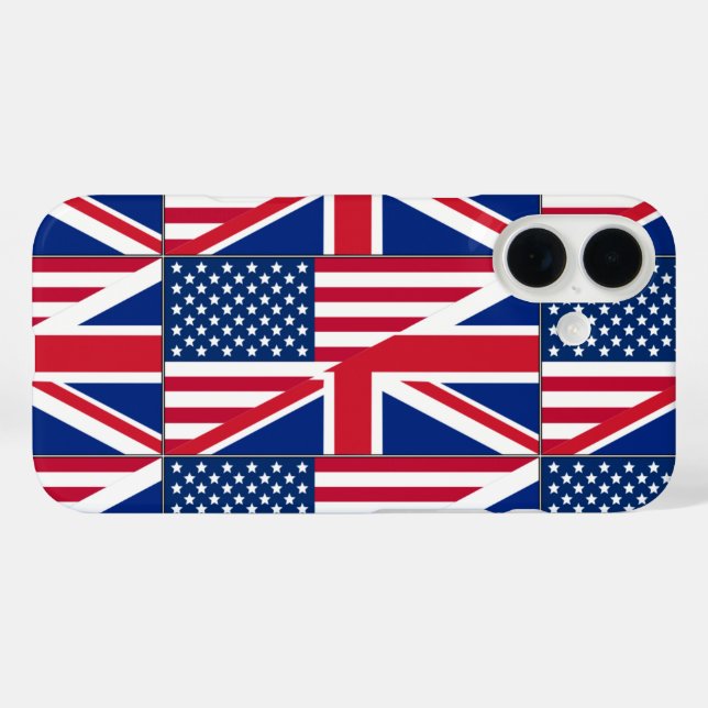 Funda iPhone 16 Dual Citizen American & British Flag (Reverso (Horizontal))