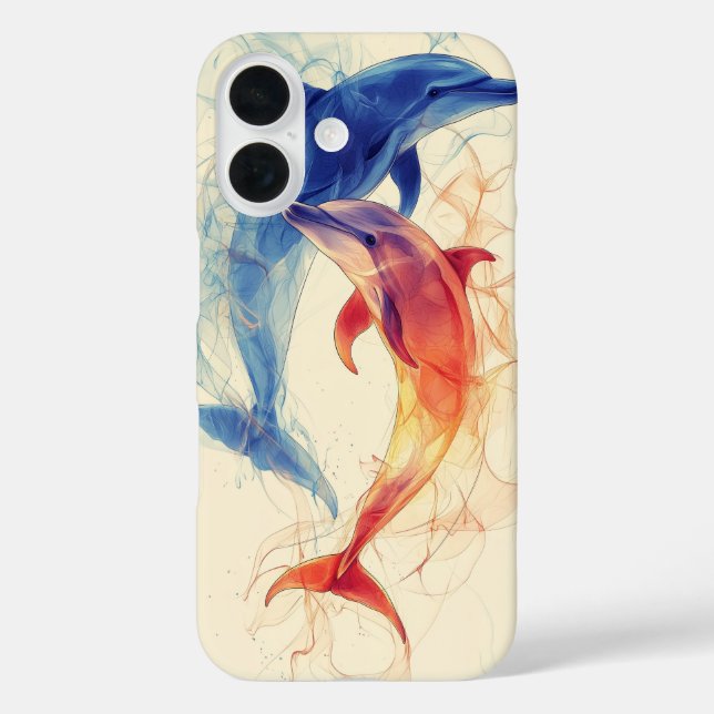 Funda iPhone 16 Dualidad de delfines (Reverso )
