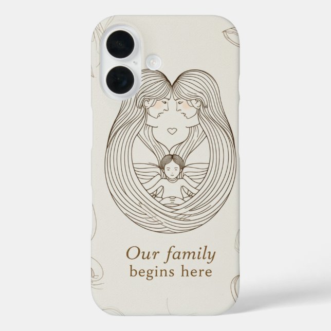 Funda iPhone 16 Ducha de bebé para dos mamás  (Reverso )