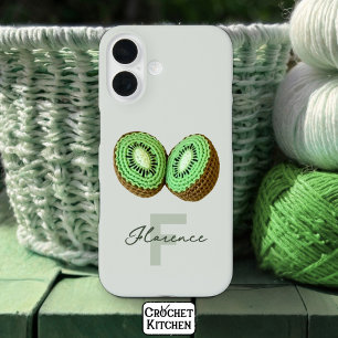 Funda iPhone 16 Dulce Moderno Crochet Verde Mínimo Nombre Kiwi