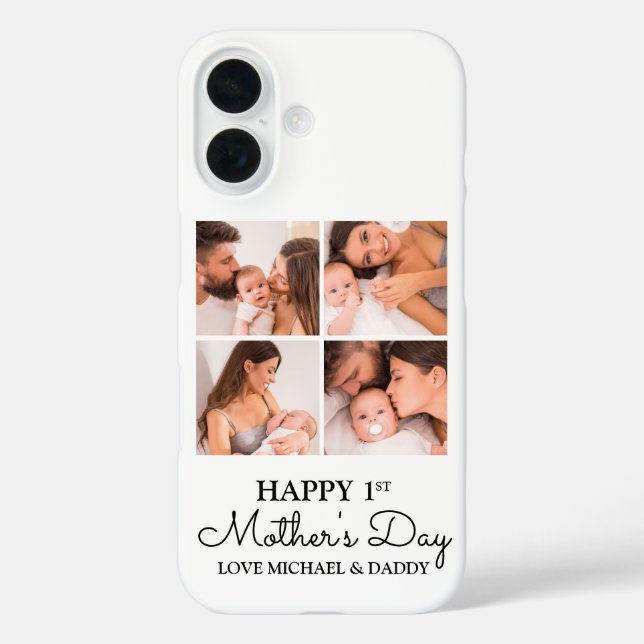 Funda iPhone 16 Dulce primer día de las madres moderno collage de  (Reverso )