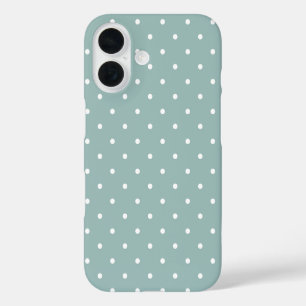 Funda iPhone 16 Dulce Verde Menta Pastel Con Lunares Blancos