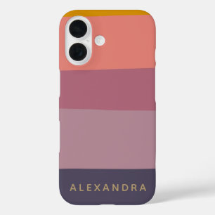Funda iPhone 16 Earthy Purple Stripes Nombre Personalizado Moderno