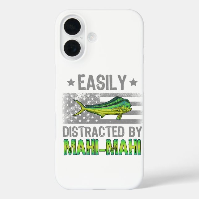 Funda iPhone 16 Easily Distracted by Mahi Mahi, Fishermen US Flag (Reverso )