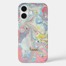 Funda iPhone 16 Ebru Arte Pastel Abstracto —