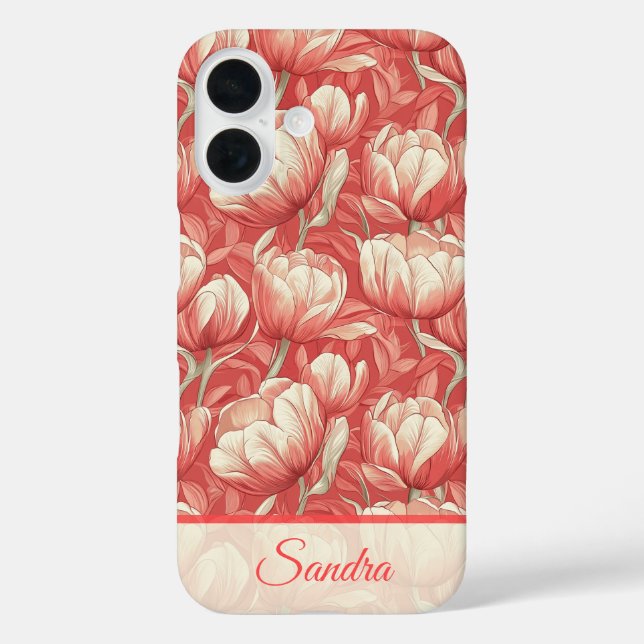 Funda iPhone 16 Edgy Teacher Appreciation Gift Tulip Flower Name (Reverso )
