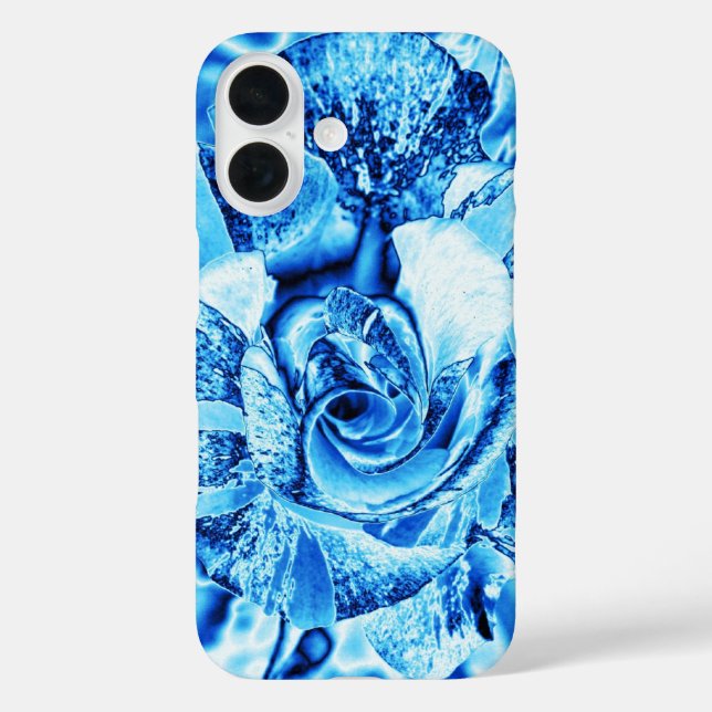 Funda iPhone 16 Edición fotográfica de Rosa de hielo azul (Reverso )