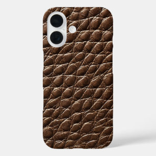 Funda iPhone 16 Efecto de cuero marrón oscuro