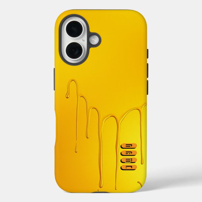 Funda iPhone 16 Efecto de goteo amarillo brillante (Reverso )