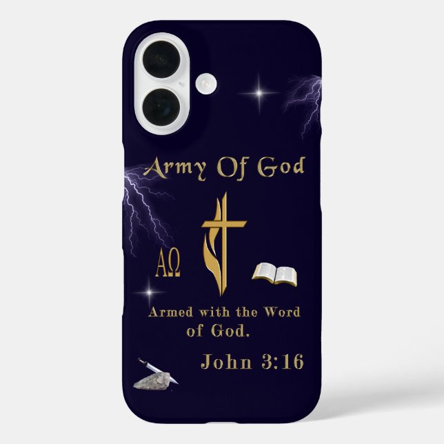 Funda iPhone 16 Ejército de Dios (Reverso )