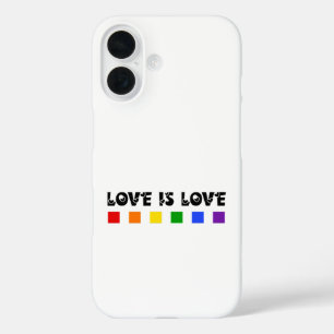 Funda iPhone 16 El amor minimalista es amor Orgullo arcoiris y cor