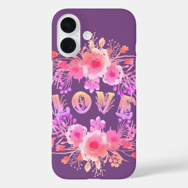 Funda iPhone 16 El amor morado en las flores acuáticas (Reverso )