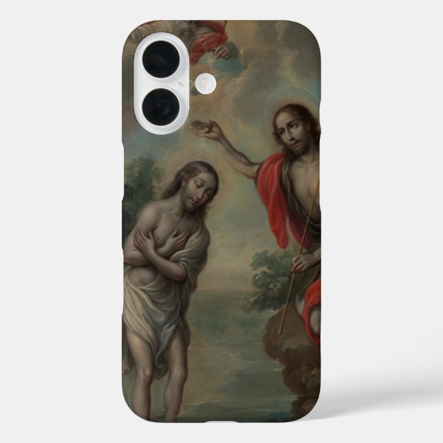Funda iPhone 16 El bautismo de Cristo de Nicolás Enríquez (Reverso )