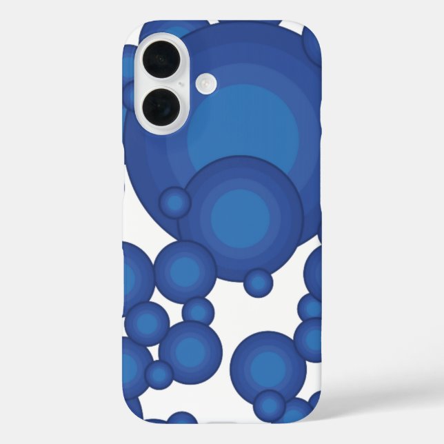 Funda iPhone 16 El círculo de estilo del año 70 azul (Reverso )