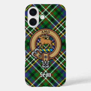 Funda iPhone 16 El clan Scott Escudo sobre el Tartán Verde