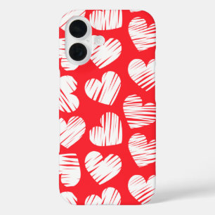 Funda iPhone 16 El día de San Valentín cardíaco moderno rojo y bla