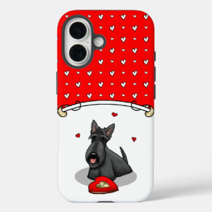 Funda iPhone 16 El día de San Valentín (rojo) Scottie Dog (negro) 