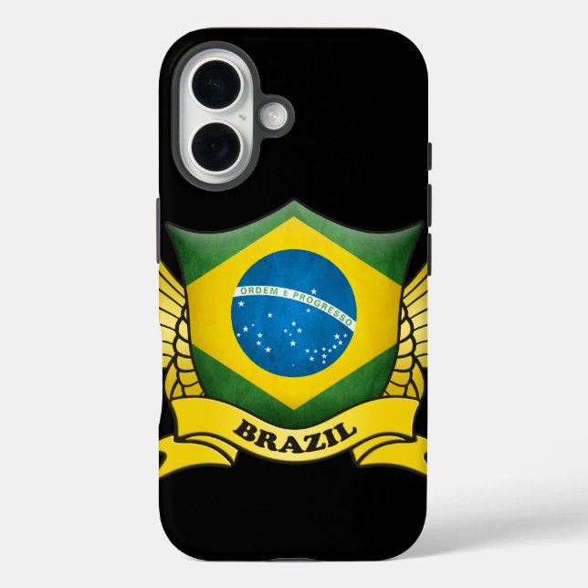 Funda iPhone 16 El emblema de la bandera de Brasil (Reverso )